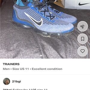 Nike Men's Blue and Black vapor max size 11